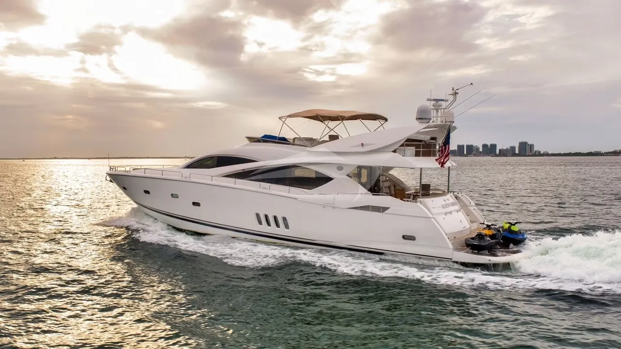 BillsIn Yachts charter yacht cruising calm Miami water at dusk